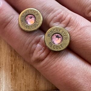Winchester Colt 45 Pink Crystal Stud Earrings